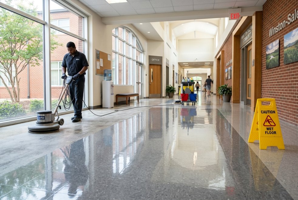 Floor Stripping and Waxing Benefits for Offices, Schools, and Churches in Winston-Salem