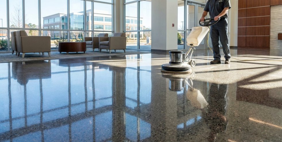 Why Some Commercial Floors Look Wet Even When They’re Dry